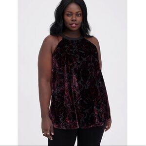 Torrid Halter Burnout Velvet Paisley Tank - Size 12